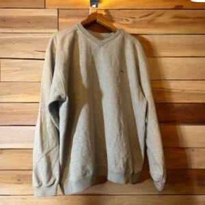 Vintage 90s Y2K Nike Embroidered Swoosh Sz XL  V-Neck Pullover Sweatshirt Gray